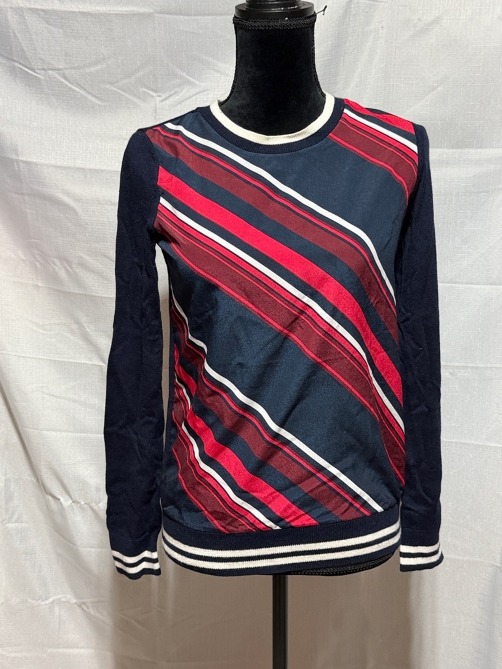 Tommy Hilfiger Woven Front Striped Sweater